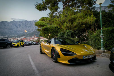 Yellow car on street