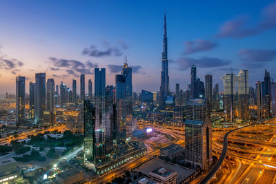 Aerial view of shaikh zayed road dubai early morning