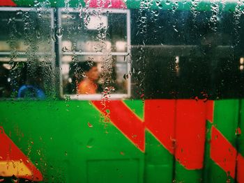 Close-up of wet window during rainy season