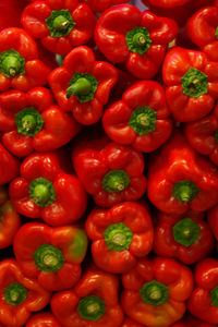 High angle view of tomatoes for sale at market stall