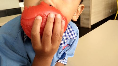 Close-up of woman with hands