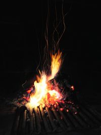 Close-up of bonfire at night