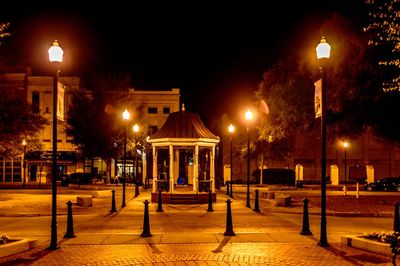 Illuminated street light at night