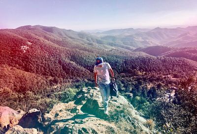 Full length of man walking on mountain