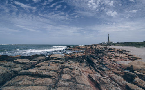 Scenic view of beach against sky