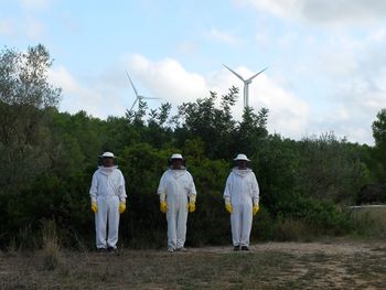 Rear view of man standing on landscape