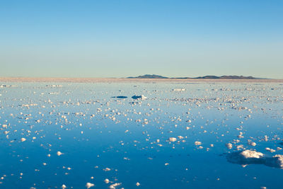 View of sea against clear blue sky