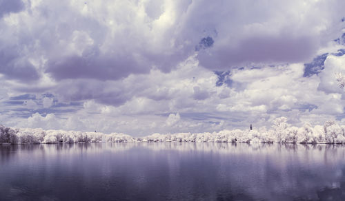 Scenic view of lake against sky