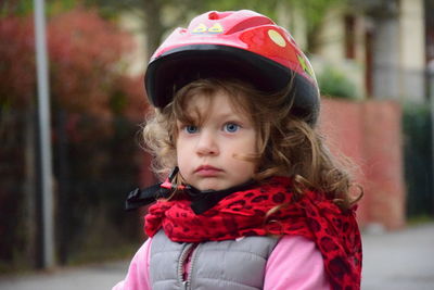 Portrait of cute girl wearing hat