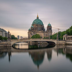 Reflection of building in water