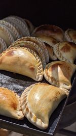 High angle view of typical chilean food empanadas