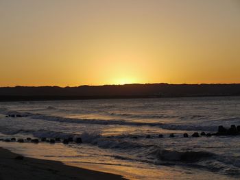 Scenic view of sunset over sea