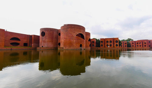 Reflection of buildings in lake