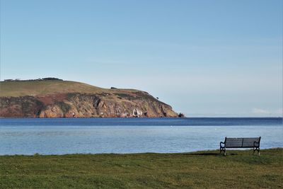 Scenic view of sea against clear sky