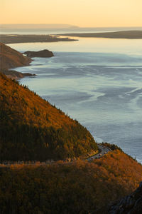 Scenic view of sea against sky during sunset, cabot trail, cape breton island, nova scotia, canada