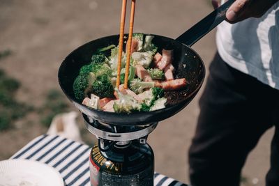 People holding food