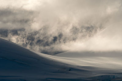 Aerial view of clouds over landscape against sky