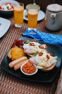 High angle view of food on table