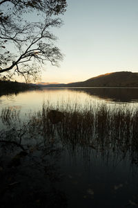 View of lake at sunset