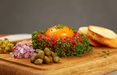 Close-up of food on cutting board