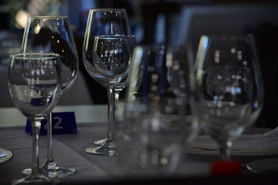 Close-up of wine glass on table at restaurant