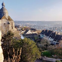 High angle view of townscape against sky