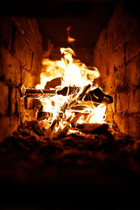 Close-up of bonfire at night
