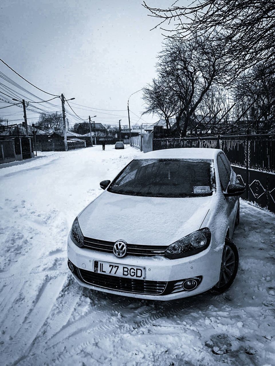 winter, snow, car, cold temperature, land vehicle, no people, sky, outdoors, ice hockey, day