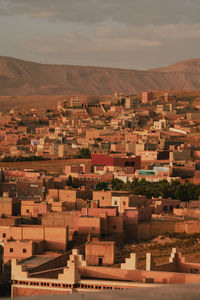 High angle view of townscape against sky