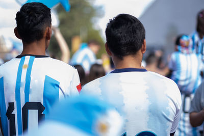 Argentinian men celebrating fifa world cup victory