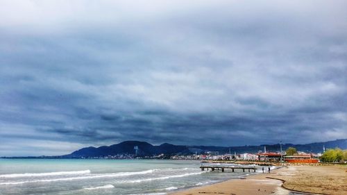 Scenic view of beach against sky