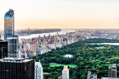 View of city at sunset