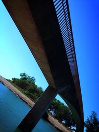 Low angle view of bridge against blue sky