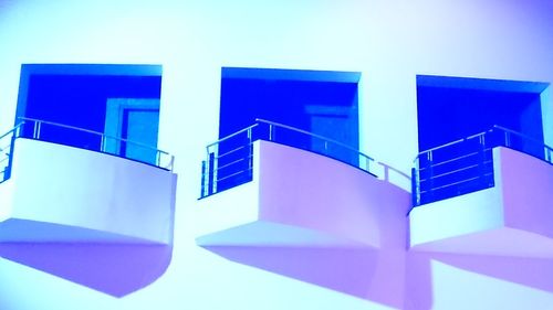 Close-up of blue staircase