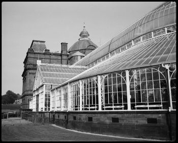 View of buildings against clear sky