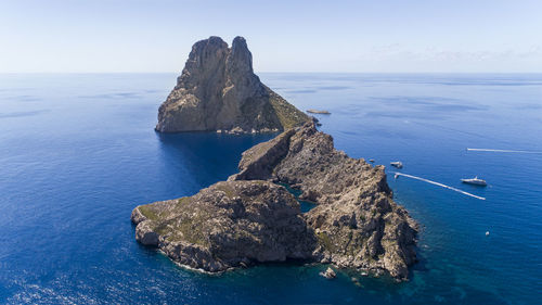 Panoramic view of sea against clear sky