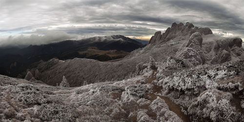 Scenic view of mountains against sky