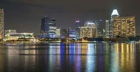 Illuminated city at night