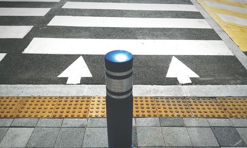 Bollard on zebra crossing