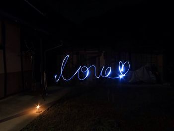 Light painting on wall at night