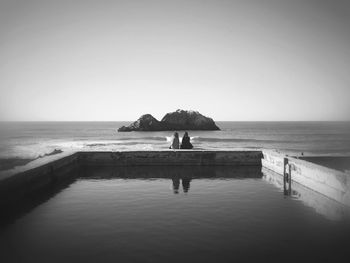 Scenic view of sea against clear sky