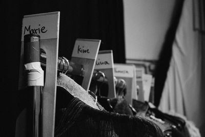 Clothes hanging in dressing room