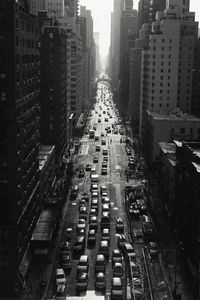 High angle view of traffic on city street