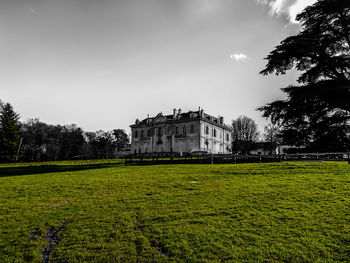 View of castle on field