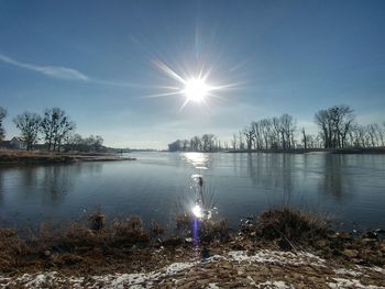 Scenic view of lake against sky