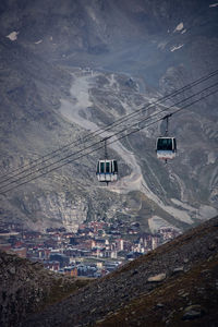 High angle view of overhead cable car