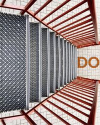 Directly above shot of metallic steps on footpath