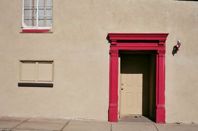 Red door of building