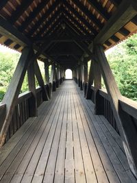 View of wooden footbridge