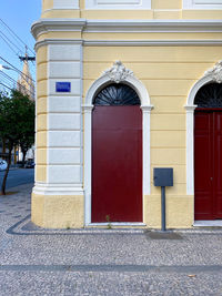 Closed door of building